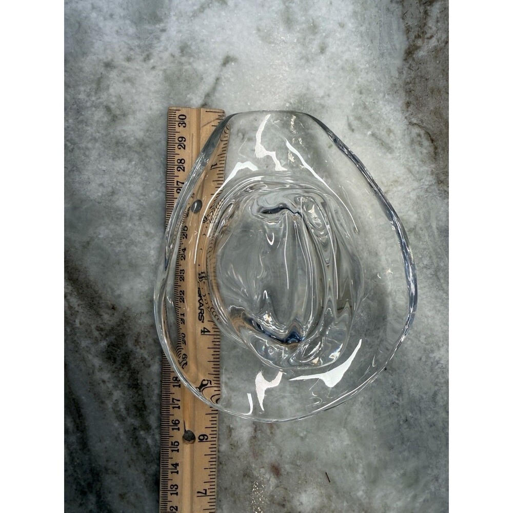 Vintage Signed Ralph Lauren Lead Crystal Glass Cowboy Hat Decorative Paperweight - Picture 7 of 9